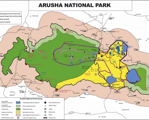 Mapa del Parque Nacional de Arusha