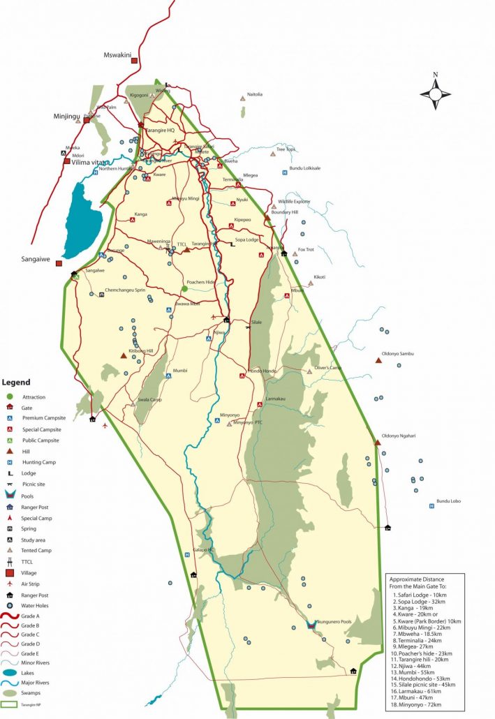 Mapa del Parque Nacional de Tarangire